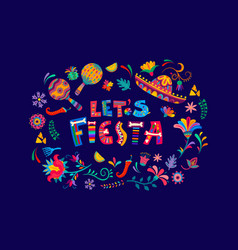 Mexican Fiesta Banner Sombrero Maracas Flowers