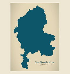 Modern Map - Staffordshire County England Uk