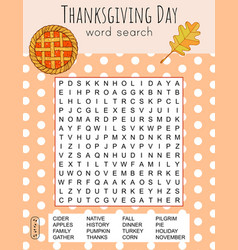 Thanksgiving Day Word Search Puzzle