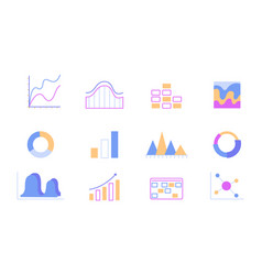 Diagrams Charts And Graphs Semi Flat Color Icons