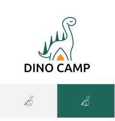 Dino Camp Dinosaur Tent Pine Tree Mountain Logo