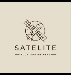 Satellite Space Logo Line Art Simple Template