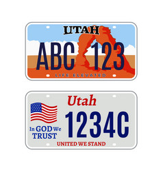 Utah Car License Plate Usa Number Retro