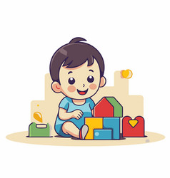 Cute Little Boy Playing With Toys At Home