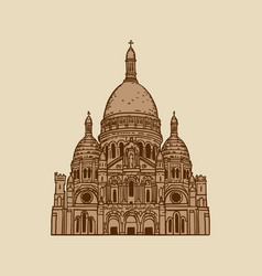 Hand Drawn Of Montmartre Basilica In Paris