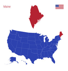 State Maine Is Highlighted In Red Map