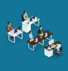 Isometric Of Employee Teamwork