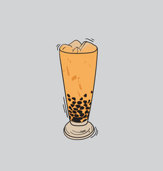 Bubble Tea With Brown Sugar And Ice Cube Design