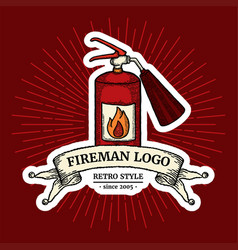 Old School Firefighter Logo Concept Vintage Fire