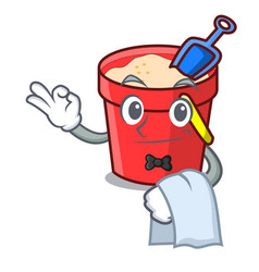 Waiter Sand Bucket Mascot Cartoon