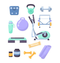 Equipment For Gym Workout Cartoon Set