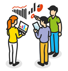 Team Discussing Data Statistics Isometric