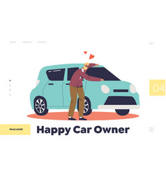 Happy Car Owner Concept Landing Page With Man