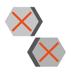 Hexagon X Icon Set Orange Cross Symbols Gray