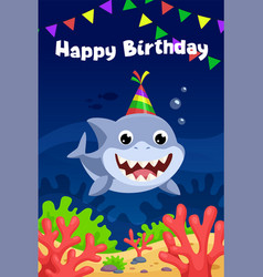 Funny Shark Underwater Happy Birthday Card