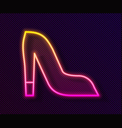 Glowing Neon Line Woman Shoe With High Heel Icon