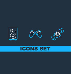 Set Line Candy Stereo Speaker And Gamepad Icon