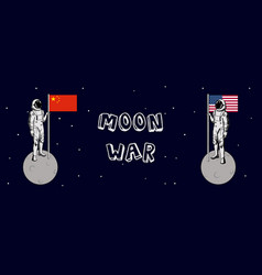 Us And China Moon War Astronaut China And