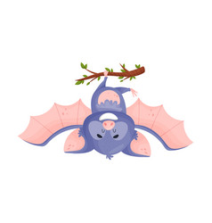 Cartoon Bat Character Hanging Upside Down