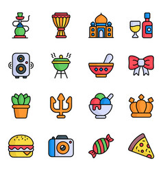 Diwali Icons Set Colored Outline Editable