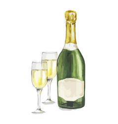 Watercolor Champagne Bottle