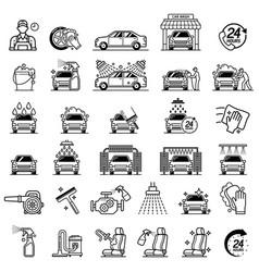 Car Washing Service Shop Line Art Icon Style