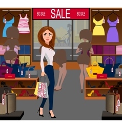 Fashionable Woman Shopping A Big Sale