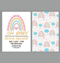 Oh Baby Shower Invitation With Boho Rainbow