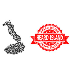 Scratched Heard Island Stamp And Mark Mosaic Map