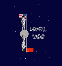 Us And China Moon War Astronaut China And