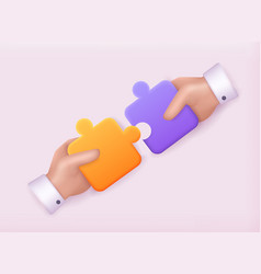 3d Jigsaw Puzzle Pieces Hand Holding