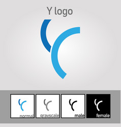 Y Letter Logo Blue Color