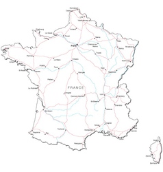 Black White France Outline Map Royalty Free Vector Image