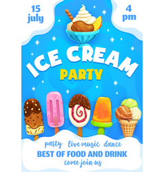 Ice Cream Kids Party Flyer With Sundae Icecream