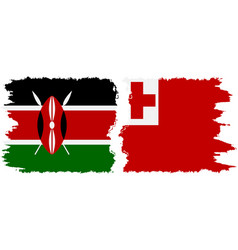 Tonga And Kenya Grunge Flags Connection