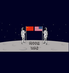 Us And China Moon War Astronaut China And