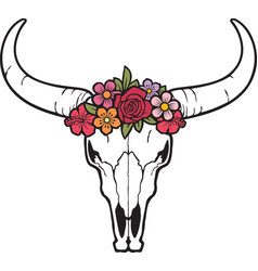 Floral Bull Skull Color