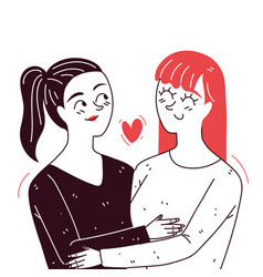 Lesbian Couple Line Art