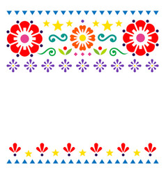 Mexican Flowers Pattern Retro Folk Art