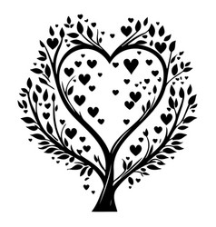 Valentine Tree Love Floral Sketch Hand Draw Black