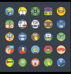 Virtual Reality And Drones Flat Icons Set