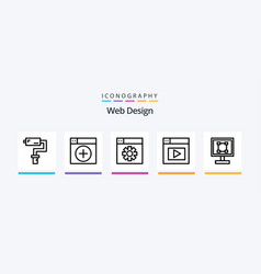 Web Design Line 5 Icon Pack Including Mockup Draw