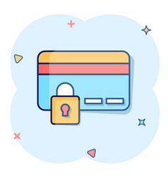 Credit Card Protection Icon In Comic Style Safe