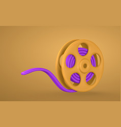 Film Reel In Plastic Cartoon Style Cinema