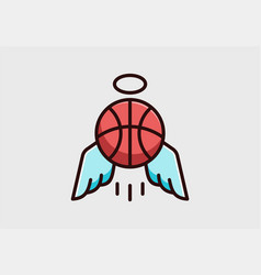 Basketball With Angel Wings Logo Abstract