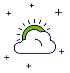 Filled Outline Sun And Cloud Weather Icon Isolated