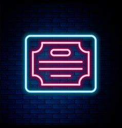 Glowing Neon Line Certificate Template Icon