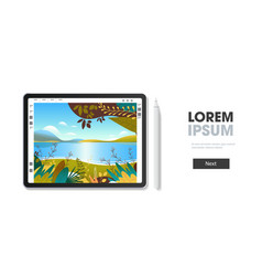 Graphic Tablet With Beautiful Landscape Wallpaper