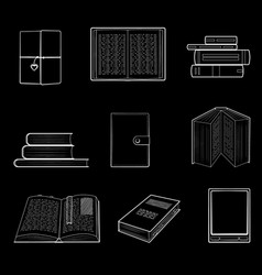 Books Black Outline Set Nine White