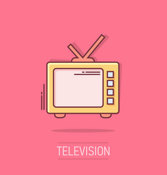 Cartoon Retro Tv Screen Icon In Comic Style Old